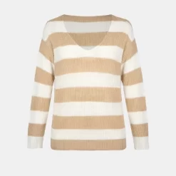 Women's Striped V-Neck Sweater - Cupshe