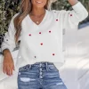 Women's Embroidered Heart V-Neck Sweater - Cupshe -Cupshe GUEST 067b92b9 8433 4aa0 b48c 252f899d8f34