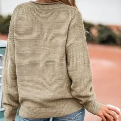 Women's Chunky Knit Buttoned Drop Sleeve Sweater - Cupshe -Cupshe GUEST 09251596 6c0c 46fc bcaf 71198550f771