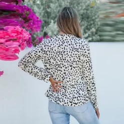 Women's Long Sleeve Shirts Blouse Animal Print Tops - Cupshe -White/Black -Cupshe GUEST 144c9be4 94df 4164 b5b6 8244196207b7