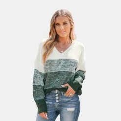 Women's Striped V Neck Drop Sleeve Sweater - Cupshe -Cupshe GUEST 16863021 3815 4a81 b4c0 e226494fda9b