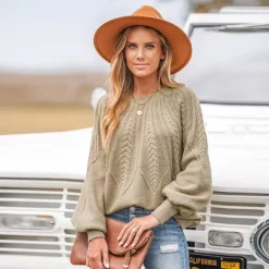 Women's Cable Knit Drop Sleeve Sweater - Cupshe -Cupshe GUEST 3c1791f6 9fe3 4ca8 85af 87cdff0c1a30