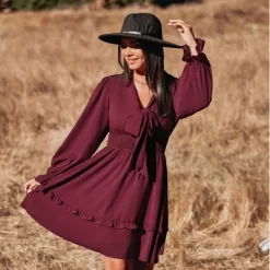 Women's Autumn Air Bow Tiered Ruffled Mini - Cupshe -Cupshe GUEST 3d096ff9 a041 4f95 a7dc 76e42457ab26