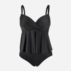 Women's V Neck Wrapped Plus Size Tankini Set - Cupshe