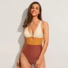 Women's Color Block Keyhole One Piece Swimsuit - Cupshe -Cupshe GUEST 422fb29f a134 49c0 934d 4f85ab3be056