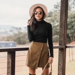 Women's Corduroy Button-Front Mini Wrap Skirt - Cupshe -Cupshe GUEST 658e7201 64c4 4765 be63 611cb36025a3