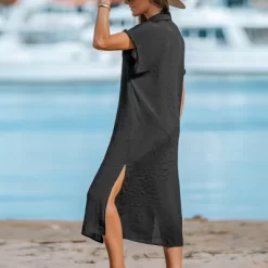 Women's Buttoned Cover Up Shirt Dress - Cupshe