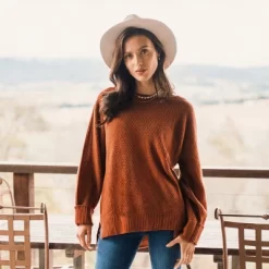 Women's Neutral Split Hem Relaxed Sweater - Cupshe -Cupshe GUEST 7ab31d9c b379 42e4 bc54 1e3e4c1b3b20