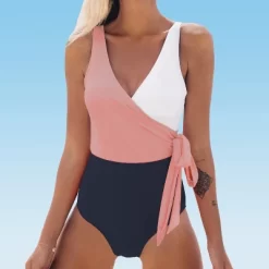 Women's Color Block Tie Side One Piece Swimsuit - Cupshe -Cupshe GUEST 80c5adad 46b5 4b6a 8b1f 47c55013f296