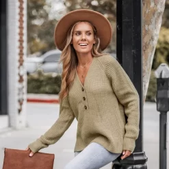 Women's Crochet Rib Half-Buttoned Sweater - Cupshe -Cupshe GUEST 8f99faa1 d0e2 4dd5 86dc 25f35b1132e2