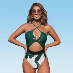 Women's Cutout One Piece Crisscross Front Drawstring Bathing Suit- Cupshe -Cupshe GUEST a961f46d ad80 471b 81ff 603e0238c4f5