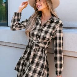 Women's Belted Plaid Mini Shirt Dress - Cupshe -Cupshe GUEST c134eb60 0a32 4bf7 80c3 14e3f21d1cbb