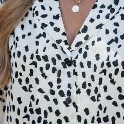 Women's Long Sleeve Shirts Blouse Animal Print Tops - Cupshe -White/Black -Cupshe GUEST c647e73e a0da 4593 b7f0 57049d9960cf