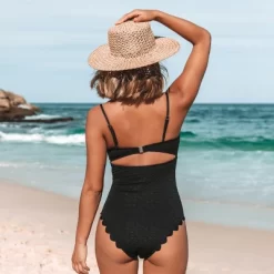 Women's Cutout Scallop Trim One Piece Swimsuit -Cupshe -Cupshe GUEST ceaf0588 20ff 4ea8 8813 ad580ae1bbbb