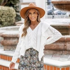 Women's Cutout Ruffled Button-Front Cardigan - Cupshe