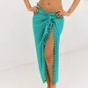 Women's Pom Pom Trim Tie Side Cover-Up Sarong - Cupshe -Cupshe GUEST d7214a40 e922 4a2e bd07 7d2f56b66450