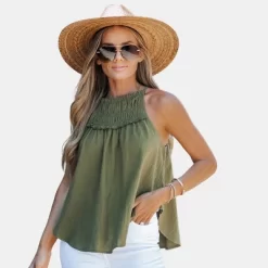 Women's Ruffled Smocked Cami Top- Cupshe -Cupshe GUEST dcd7c061 96f5 42f3 8b82 9cbe23dcceb9