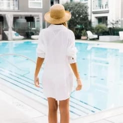 Women's White Semi-Sheer Shirt Cover Up -Cupshe