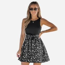 Women's Belted Floral Print Mini Dress - Cupshe -Cupshe GUEST f19696b7 dcd7 4def b25b 03b553a44fc4