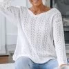Women's Pointelle Knit Twisted-Back Sweater - Cupshe